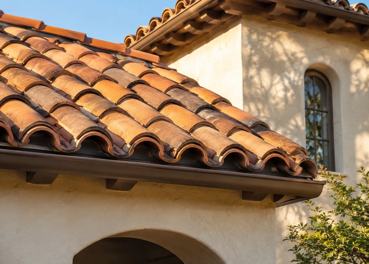 Terracotta clay tile roof on a Spanish style home