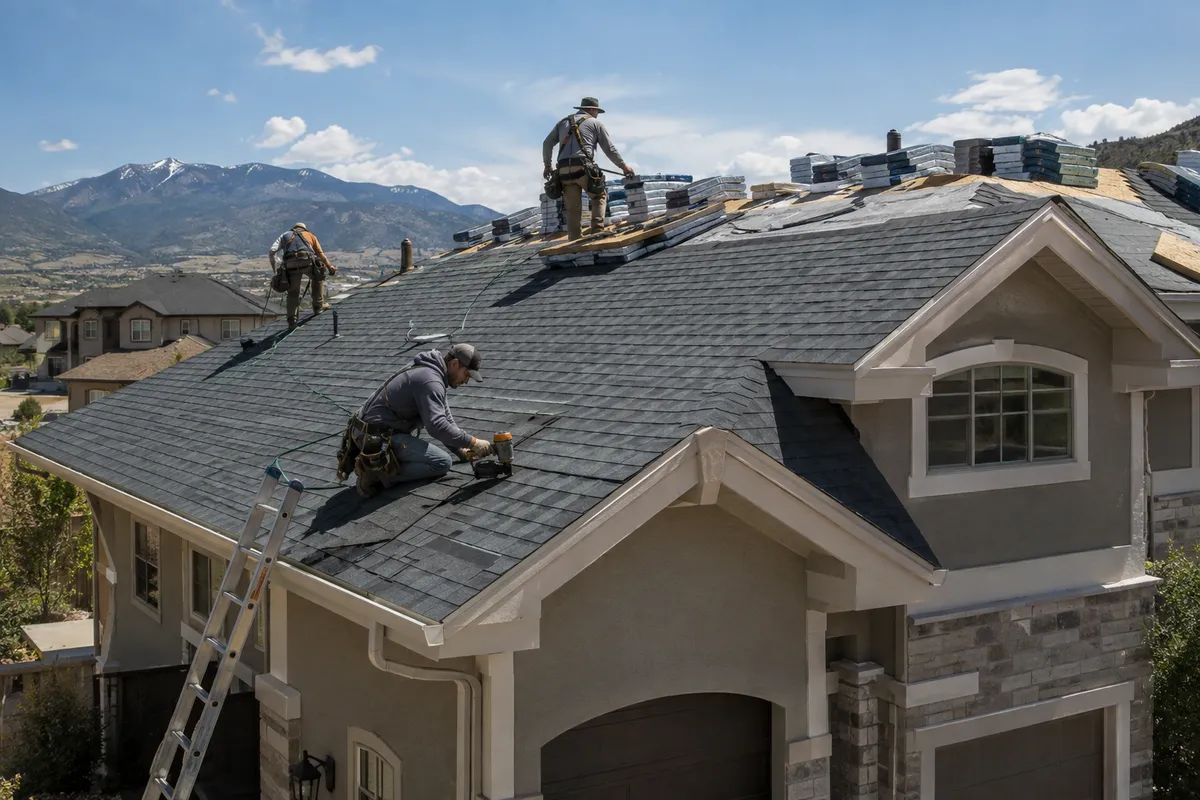 Newly roofed family home with clean charcoal architectural shingles